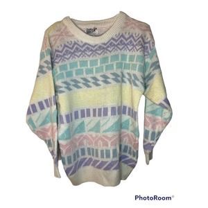 Vintage 90s Sweater by Licorice Pastel Women’s Size Medium Spring Granny
